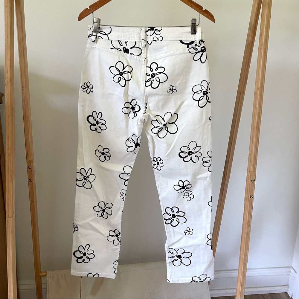 NWT Reformation Julianna Zip Mid Rise Straight Leg Jeans in Floral Scribble - Picture 3 of 9